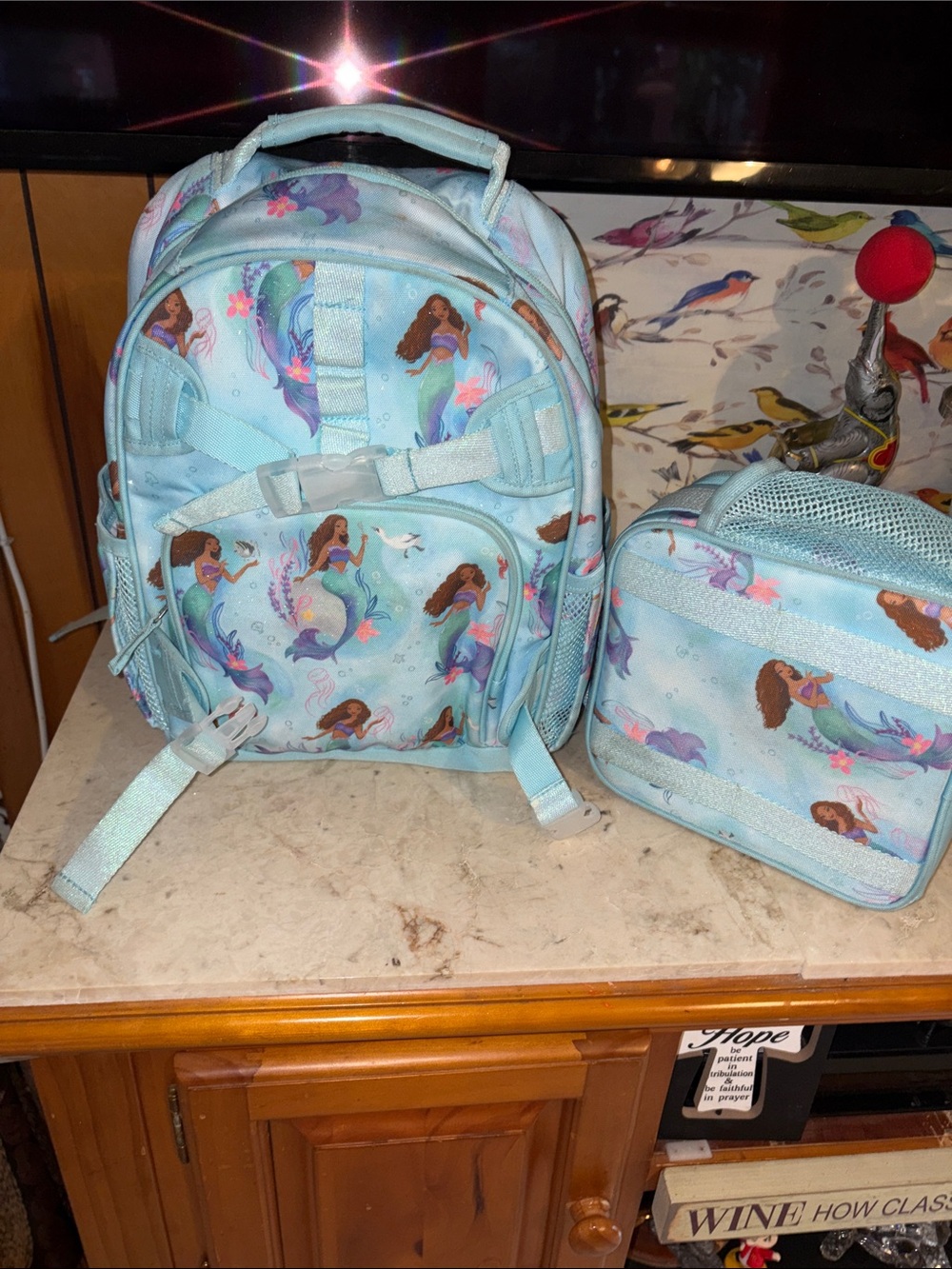 Kids Mermaid Backpack and Lunch Bag - Light Blue